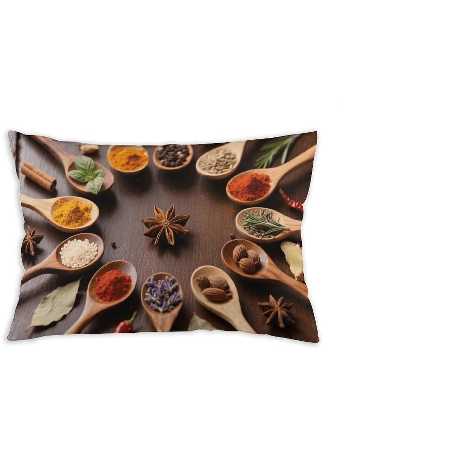 FodPand Decorative Throw Pillow Covers 12x20 Short Plush Spices Seasoning Spoon Body Pillowcase Cushion Cases with Invisible Zipper Rectangle Lumbar Pillow Shells for Sofa Couch Chair Bed Home Decor