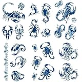 Fake Scorpion Tattoo Semi-permanent Temporary Tattoos, 6-Sheet Long Last Waterproof Scorpion Tattoos, Plant-Based Ink Halloween Tattoos Sticker for Adult Children