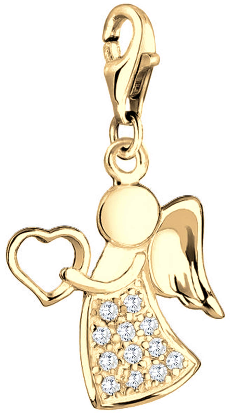Nenalina Herz Engel Karabiner Charm Anhänger Bettelarmband 925 Silber