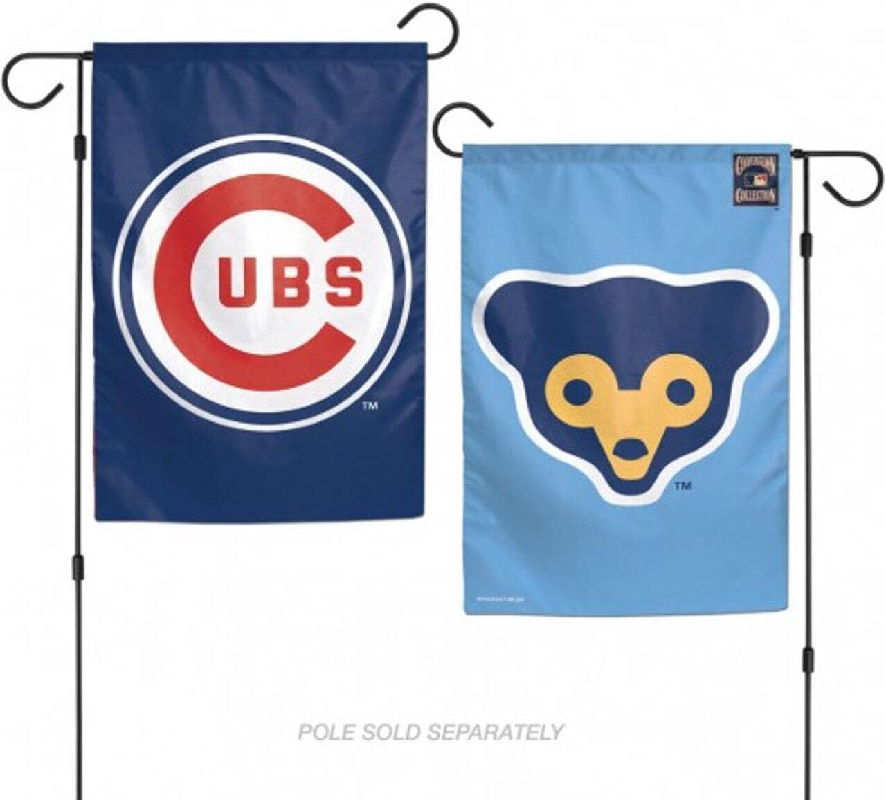 WinCraft Cooperstown Edition Team Logo Premium 2 Sided Garden Flag, 12" x 18" (Chicago Cubs)