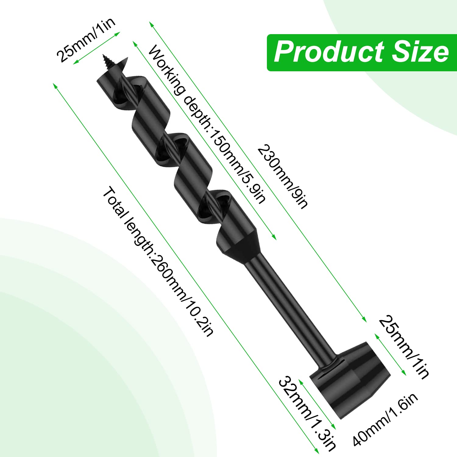 Tarière Manuelle Nécessitant L'utilisation D'un Bâton En Bois, Foret De Survie Manuel Polyvalent, Perceuses à Main Pour L'extérieur Et Le Camping, Pour Le Travail Du Bois (25-230mm) (Blanc