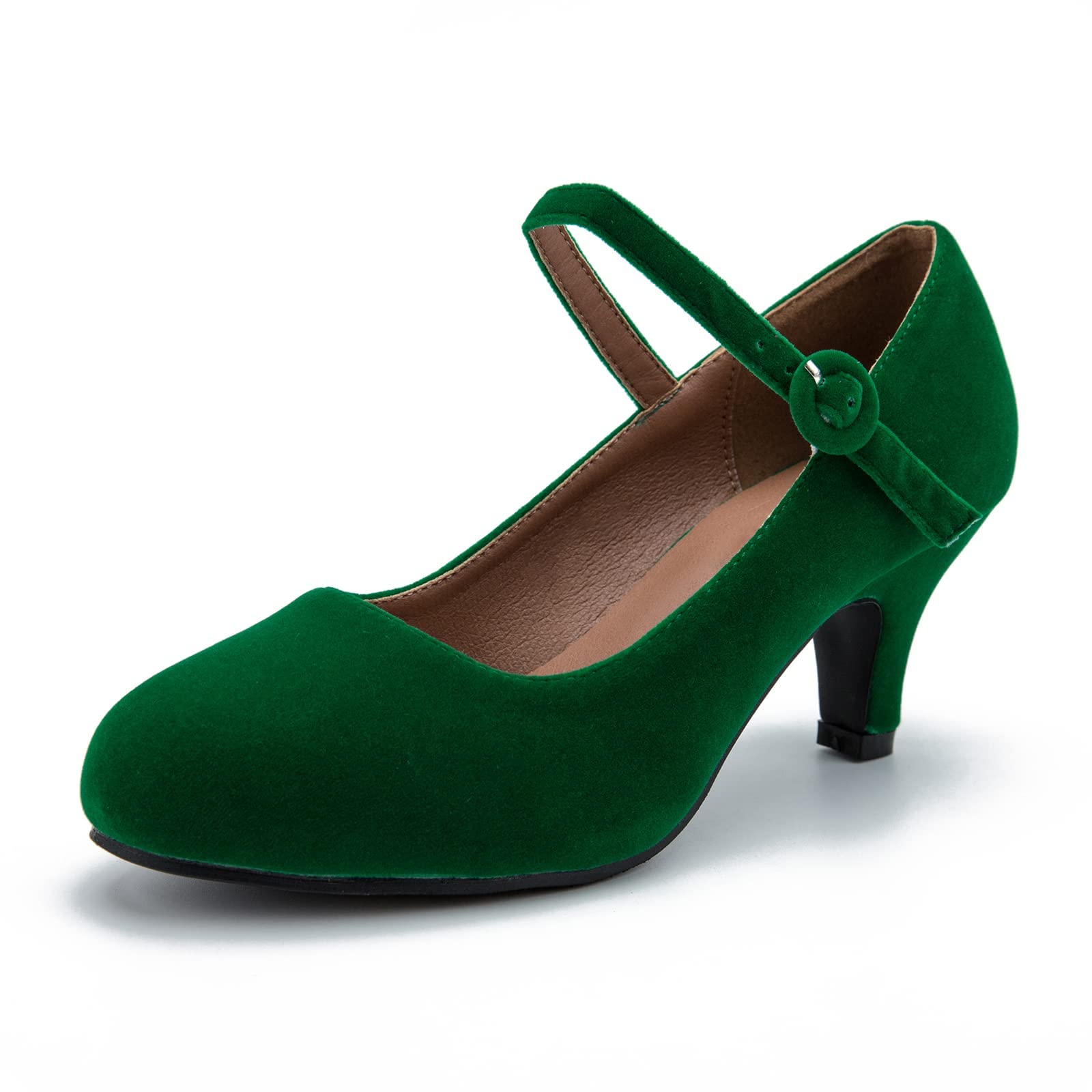 Women's Mary Jane Shoes Kitten Heel Closed Round Toe Low Heels Ankle Strap Office Work Church Wedding Pumps