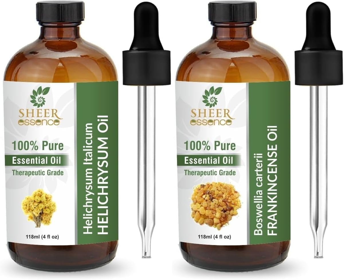 Combo Helichrysum Oil Essential Oil (4 Fl Oz) and Frankincense Oil Essential Oil (4 Fl Oz)