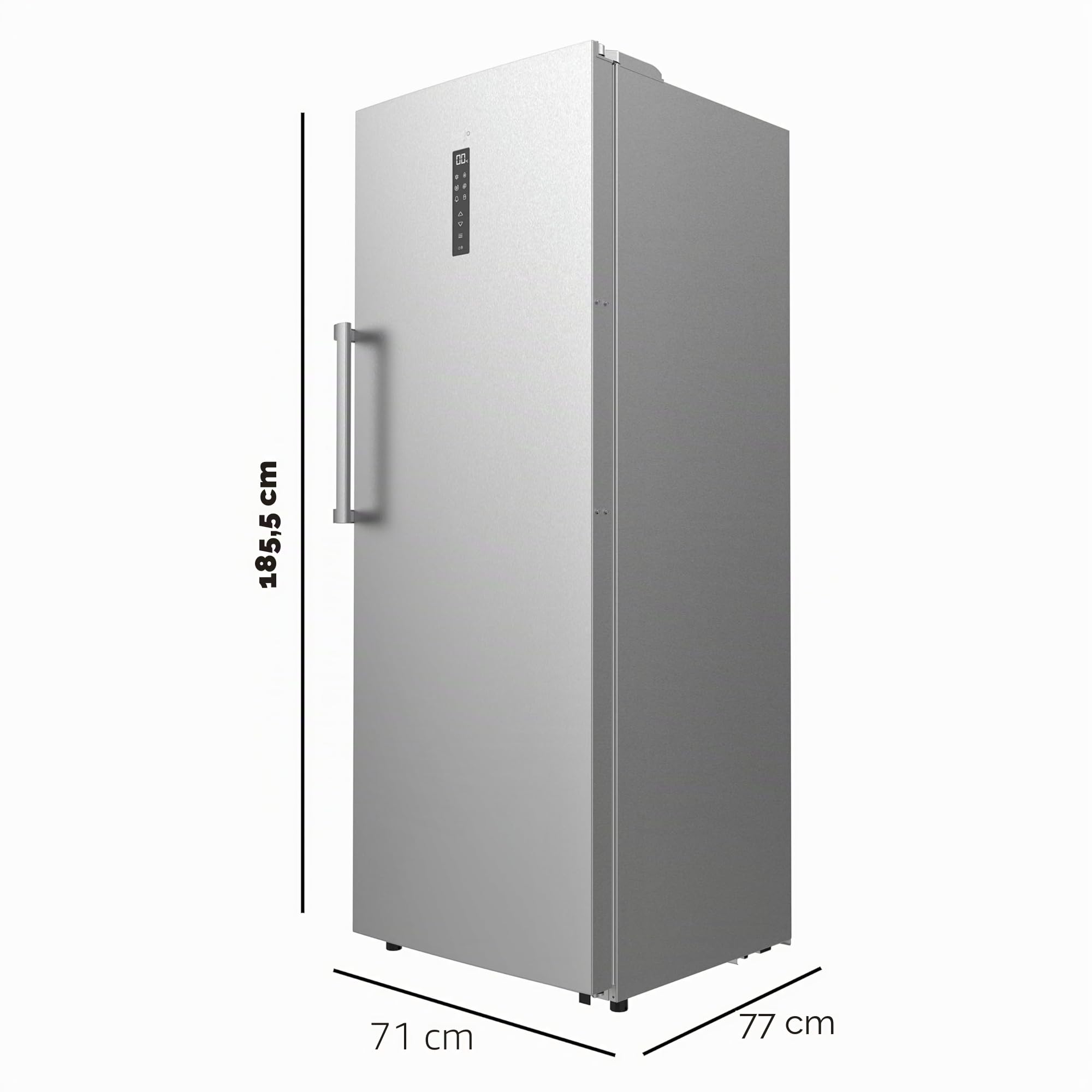 Cecotec Congelatore Verticale Bolero CoolMarket UF 380 Inox, 380 Litri, Motore Inverter Plus, Total No Frost, Display di Controllo, Convertibile in Frigorifero, Acciaio Inox