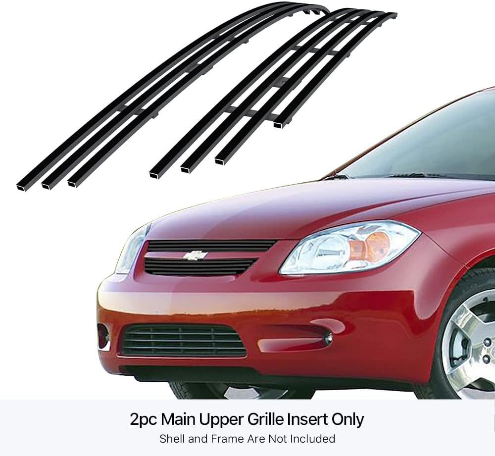 APS Compatible with Chevy Cobalt 2005-2010 Main Upper Stainless Steel Black 8x6 Horizontal Billet Front Grill Grille Insert C65752J