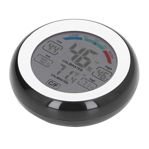 Miniatura 8 de Termómetro higrómetro para interiores y exteriores, pantalla táctil redonda, medidor electrónico inalámbrico de humedad de temperatura con LCD,