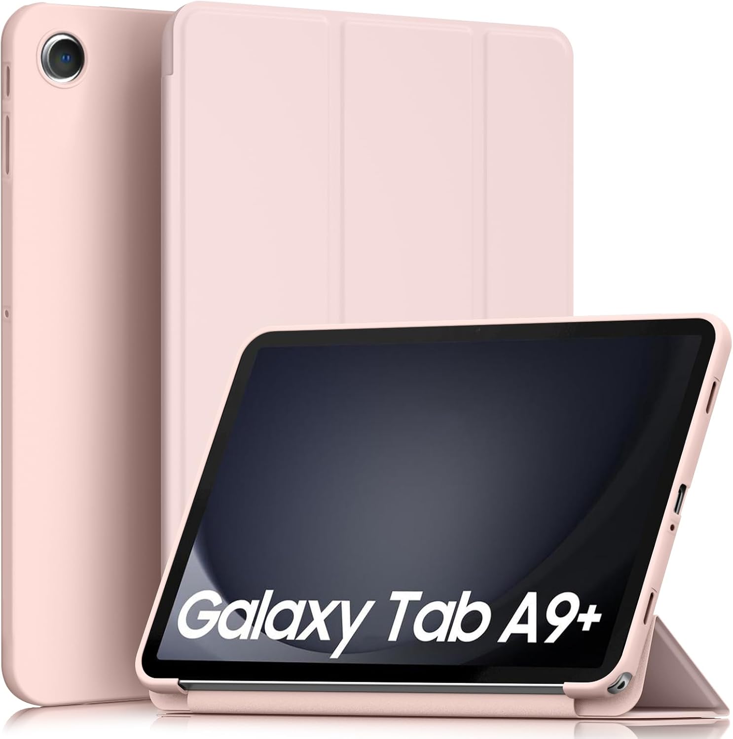 Case for Samsung Galaxy Tab A9+ Plus Tablet Cover 11 Inch 2023, Ultra Slim Folding Back Shell Stand Pink