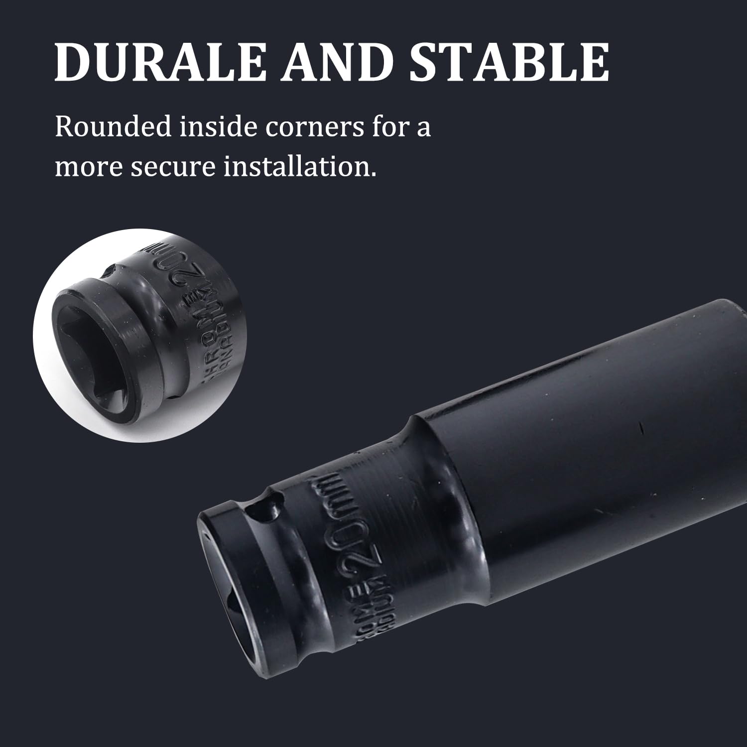 Juttzzei Deep Impact Socket, 1/2 Inch Drive by 20mm, Heat-Treated CR-V Steel Socket with 78mm Length - Image 4