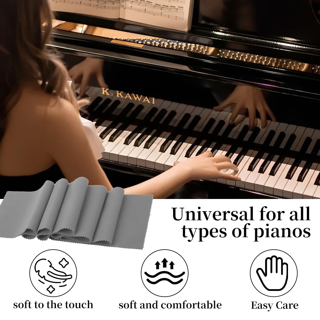 Klavier Abdeckung, Staubschutz Für Klaviertastatur, Klavierabdeckung Klaviertastatur, Klaviertastatur Staubschutz, Tuch Für 88 Tasten, Elektronische Tastatur, Digital-Piano, 125Cm*15Cm, Schwarz