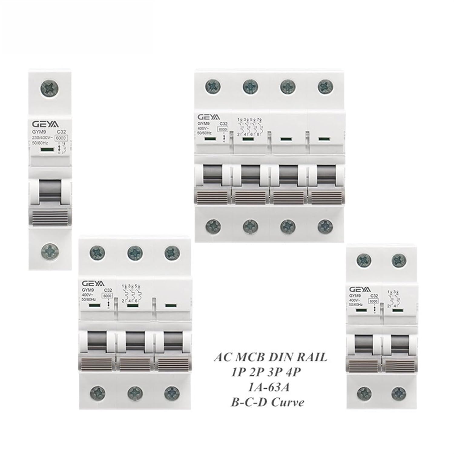 GYM9 3P MCB 6A-63A 6KA Mini disyuntor Din Rail Circuit Breaker 6A 10A 16A 20A 25A 32A 40A 50A 63A AC Type MCB 400V(40A)