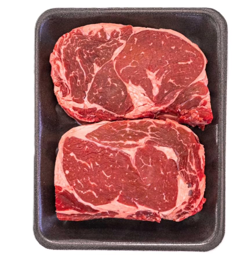 Florida Aged Angus Beef Boneless Ribeye Steak Angus beef for optimal tenderness 2 ribeye steaks packaged on a tray Cut fresh 2.5 Pound