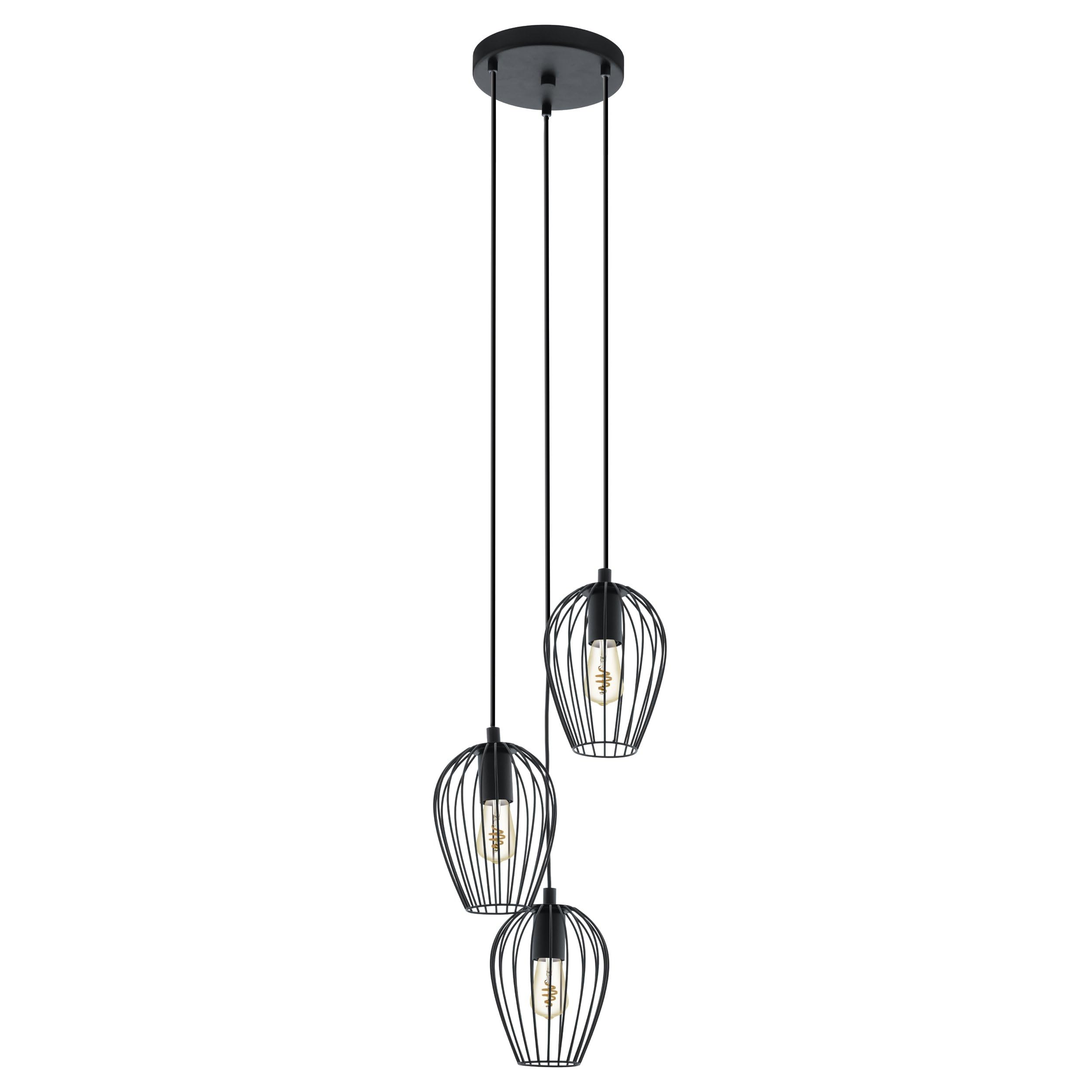 Eglo Unisex Black Newtown Metal 3-Light Ceiling Fitting In