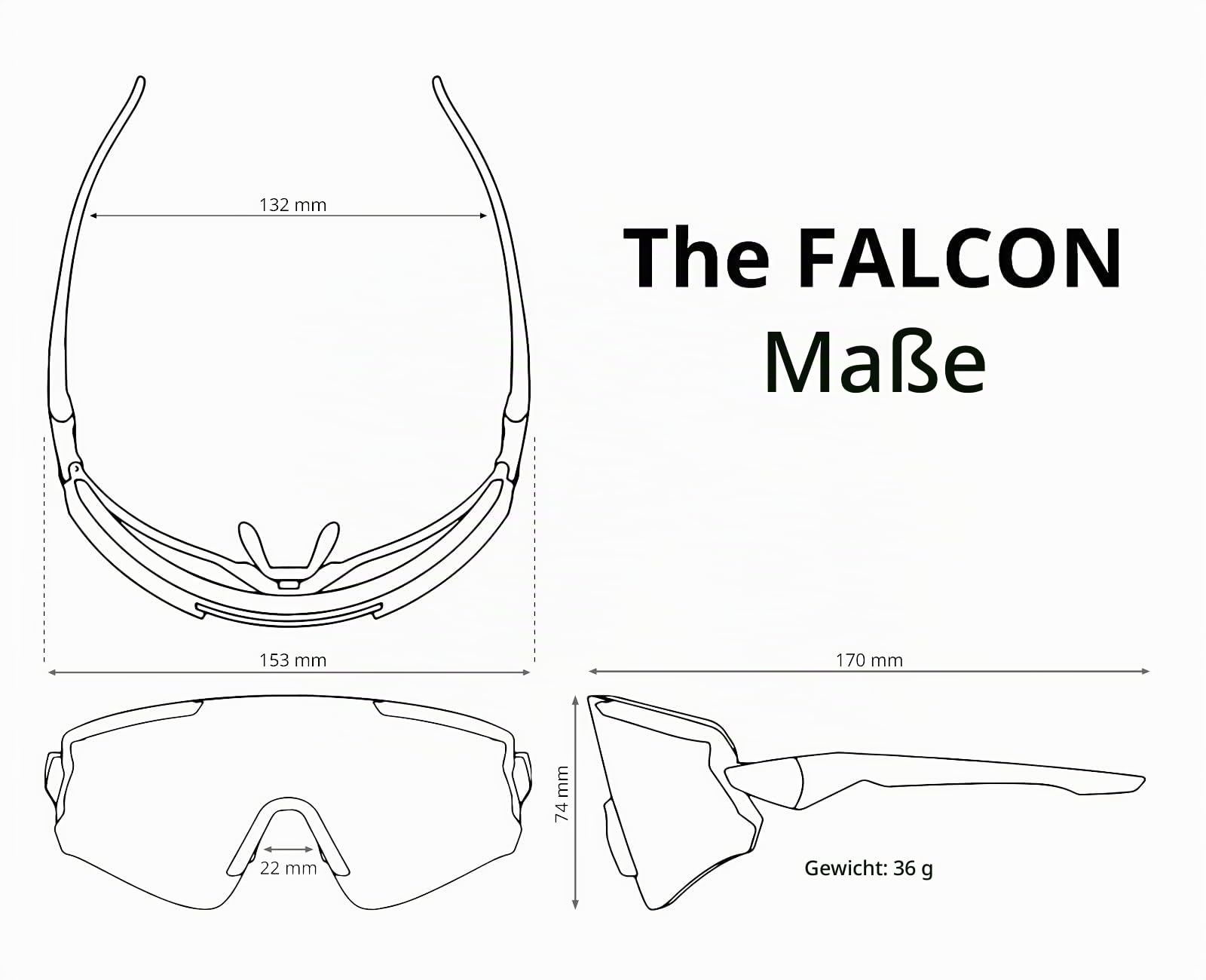 NAKED Optics FALCON Sportbrille Herren, Fahrradbrille Damen, Sport Sonnenbrille mit UV Schutz, magnetisches Schweißband, wechselbare Gläser