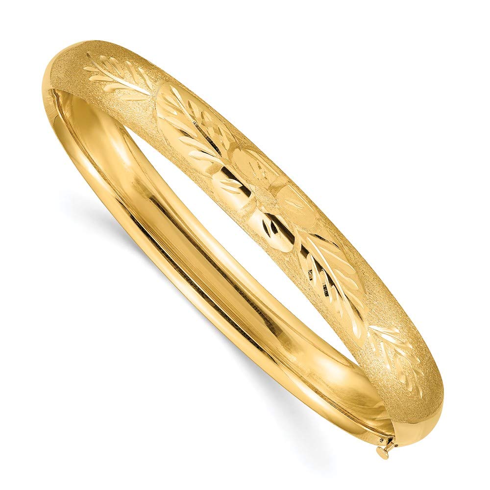 IceCarats 14K Solid Yellow Gold 7.90mm Oversize Florentine Hinged Bangle Bracelet