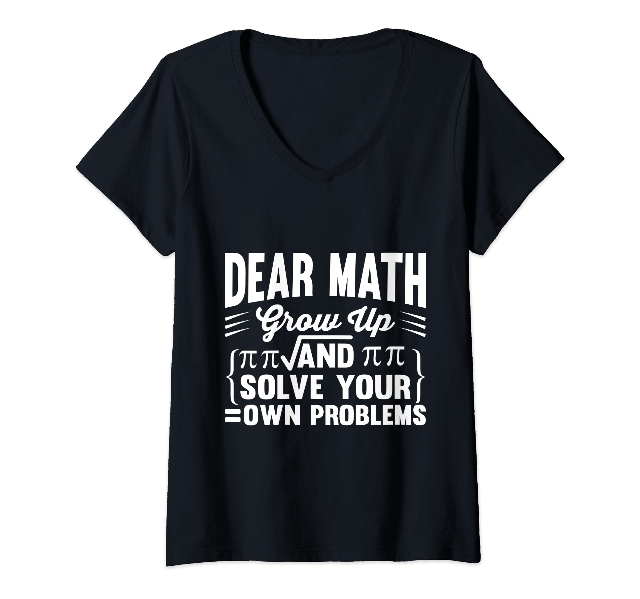 Womens Dera Math grow up funny V-Neck T-Shirt