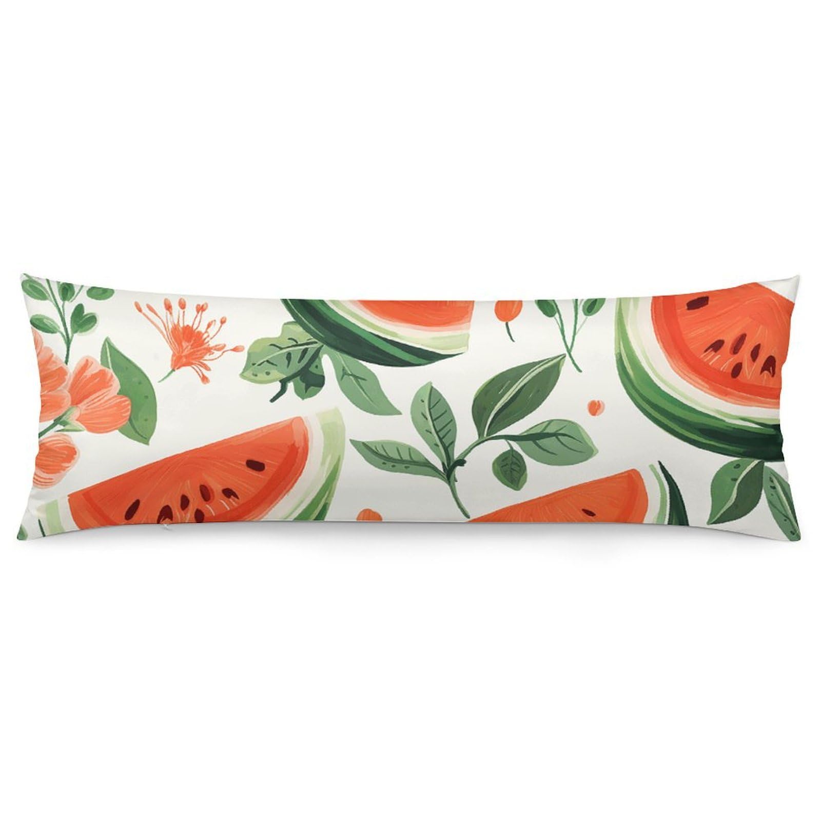 2 Pack Pillow Cases for Hair and Skin, Soft Breathable Pillow Case Covers with Hidden Zipper, Hand Drawn Fruits Pillowcase 20"x54" Pillow Covers for Sleeping Gift