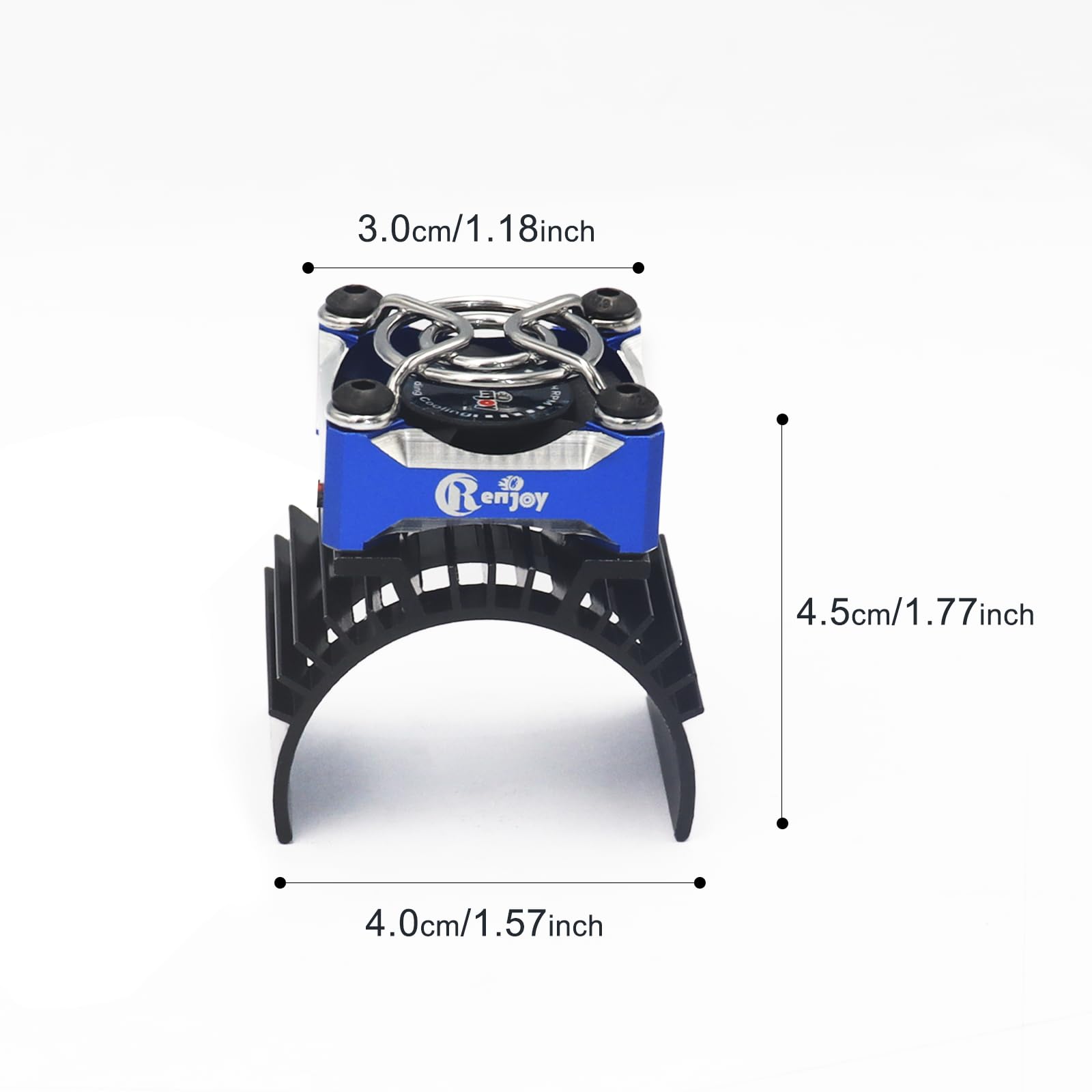 RCENJOY 30mm RC Motor Cooling Fan 28000RPM Aluminum Alloy RC Car Motor Fan with Heatsink and Metal Cover for RC Car 1/8 1/10 540 550 F540 3650 3660 Motor (Blue, Cooling Fan with Heatsink)