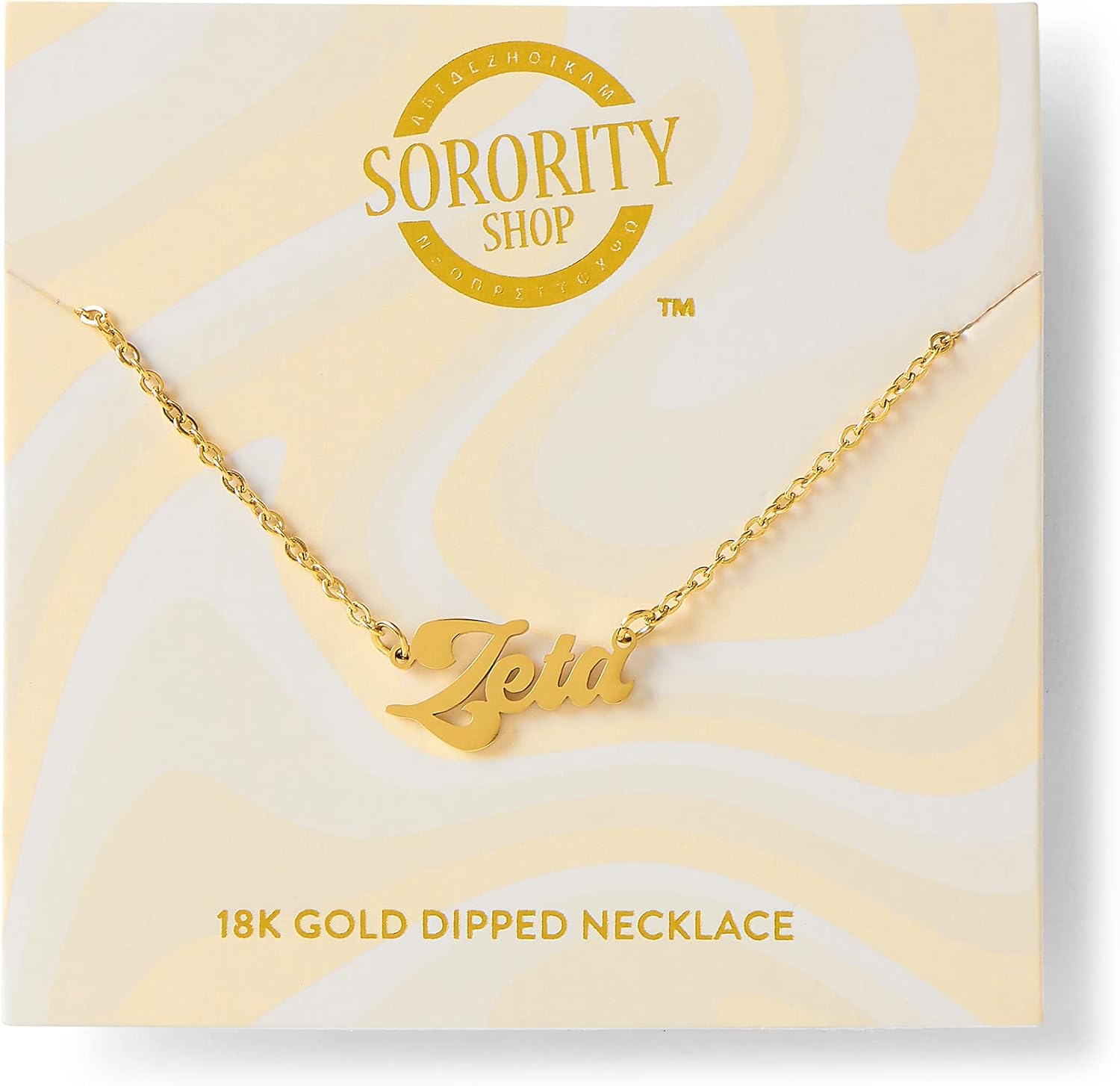 Sorority Shop Zeta Tau Alpha Necklace — Retro Font Design with 18K Gold Plating, Zeta Tau Alpha Gifts for Women - Image 2