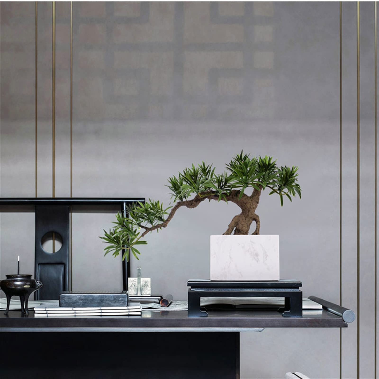 Künstlicher Bonsai-Baum Kunstmatige Bonsai Zen Decor Simulatie Potplant Rockery White Sand Moss Plant Landscape Crafts for Office Desktop Ornamenten Pflanzen Schreibtisch Dekor (Color : A