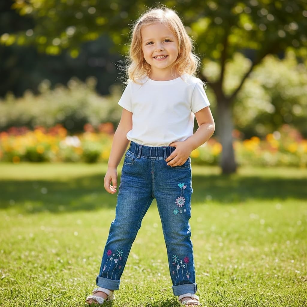 Peacolate 18M-7T Toddler Big Girls Pants Clothing Set 2pcs Cotton top and Jeans