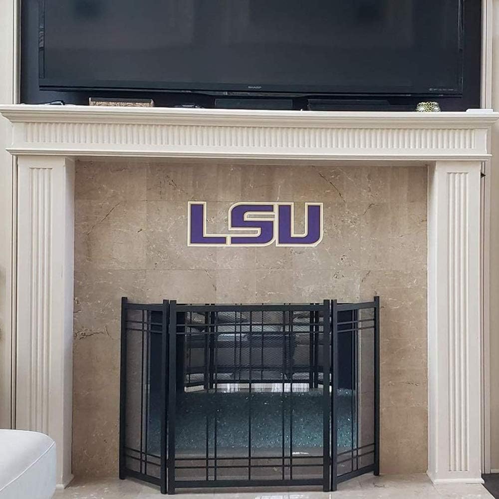 3-Panel Mesh Fireplace Screen with Wrought Iron Frame, Large Indoor/Outdoor Metal Spark Guard, Decorative Fire Place Fence for Living Room & Bedroom Safety