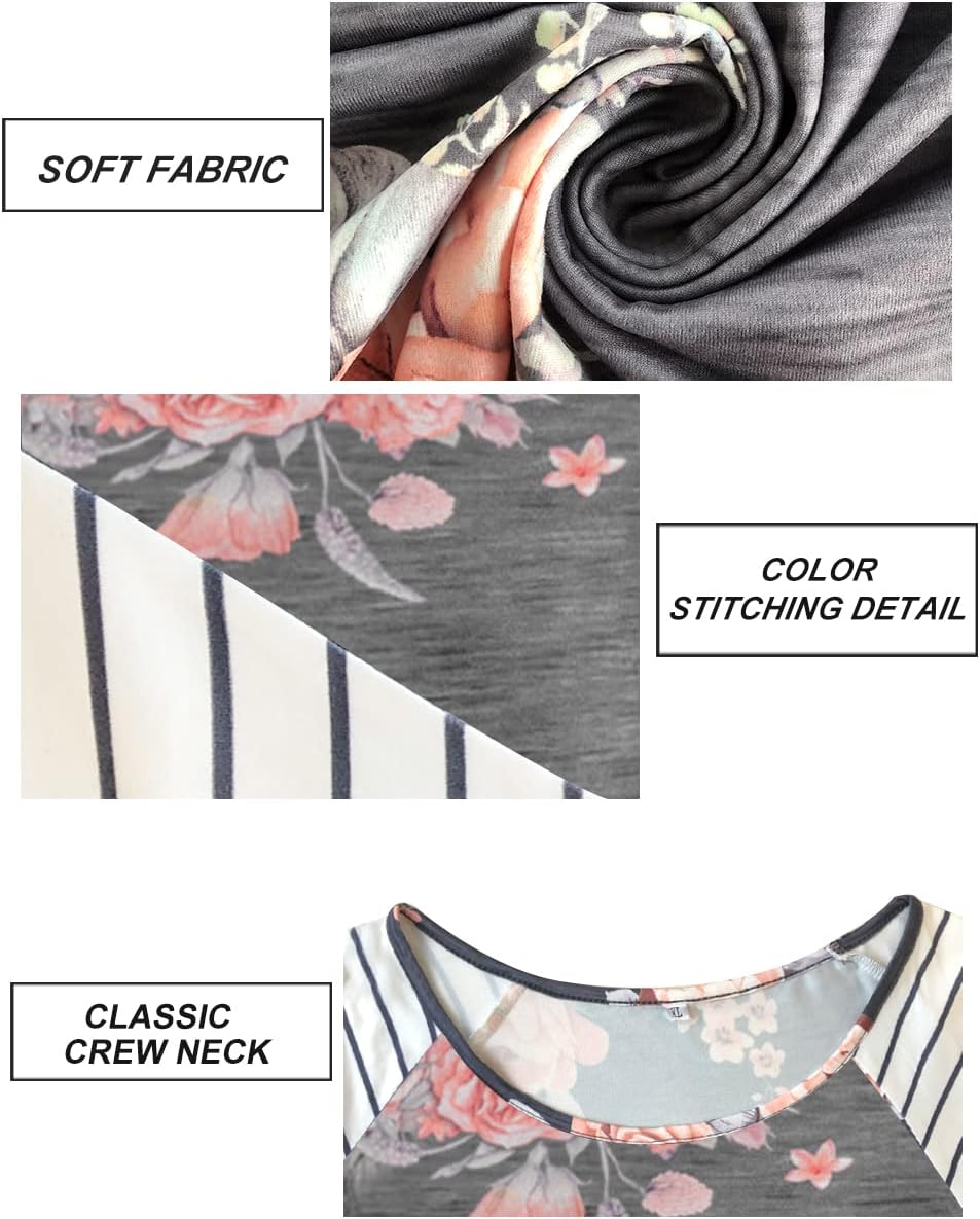 CARCOS Plus Size Tops for Women Short Sleeve Raglan Striped Tee Color Block Crewneck/V Neck Tunic Loose Fit Summer XL-5XL - Image 3