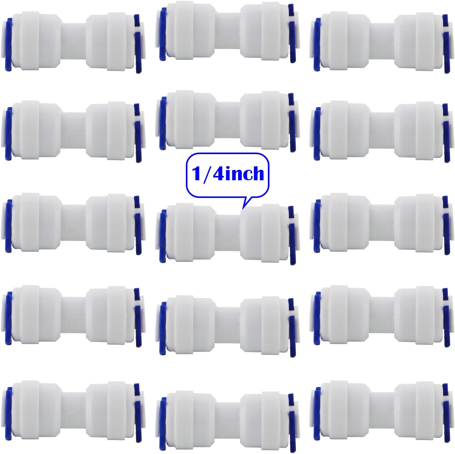 CESFONJER1/4" Pushfit Straight Connector | 1/4" Pushfit Fitting | Ro Water Filter Fitting | For Water Filter Dispensers and Reverse Osmosis (15 Pcs)