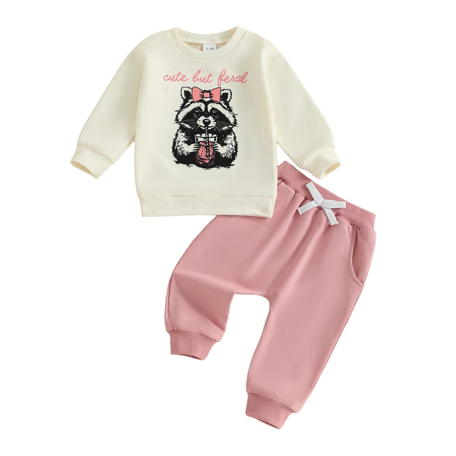 allshope Toddler Baby Girl Fall Outfit Letter Print Sweatshirt Tops Elastic Waist Pant Cute Infant Newborn Winter Clothes Set