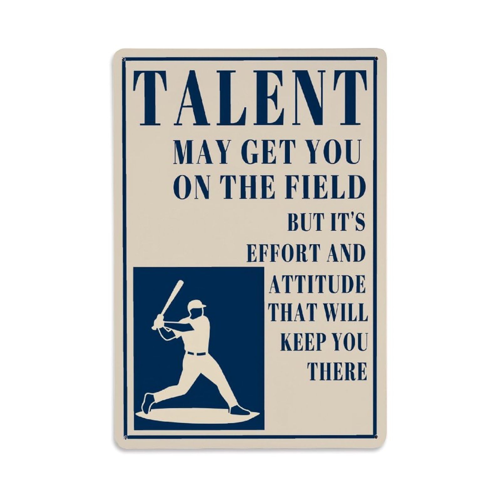 Jdyaojiesheng Vintage Baseball Player Batting Stance Motivation Tin Sign Retro Metal Wall Decor Metal Poster, Home Bar Garage Farmhouse Cafe Wall Art Decoration 8X12inches