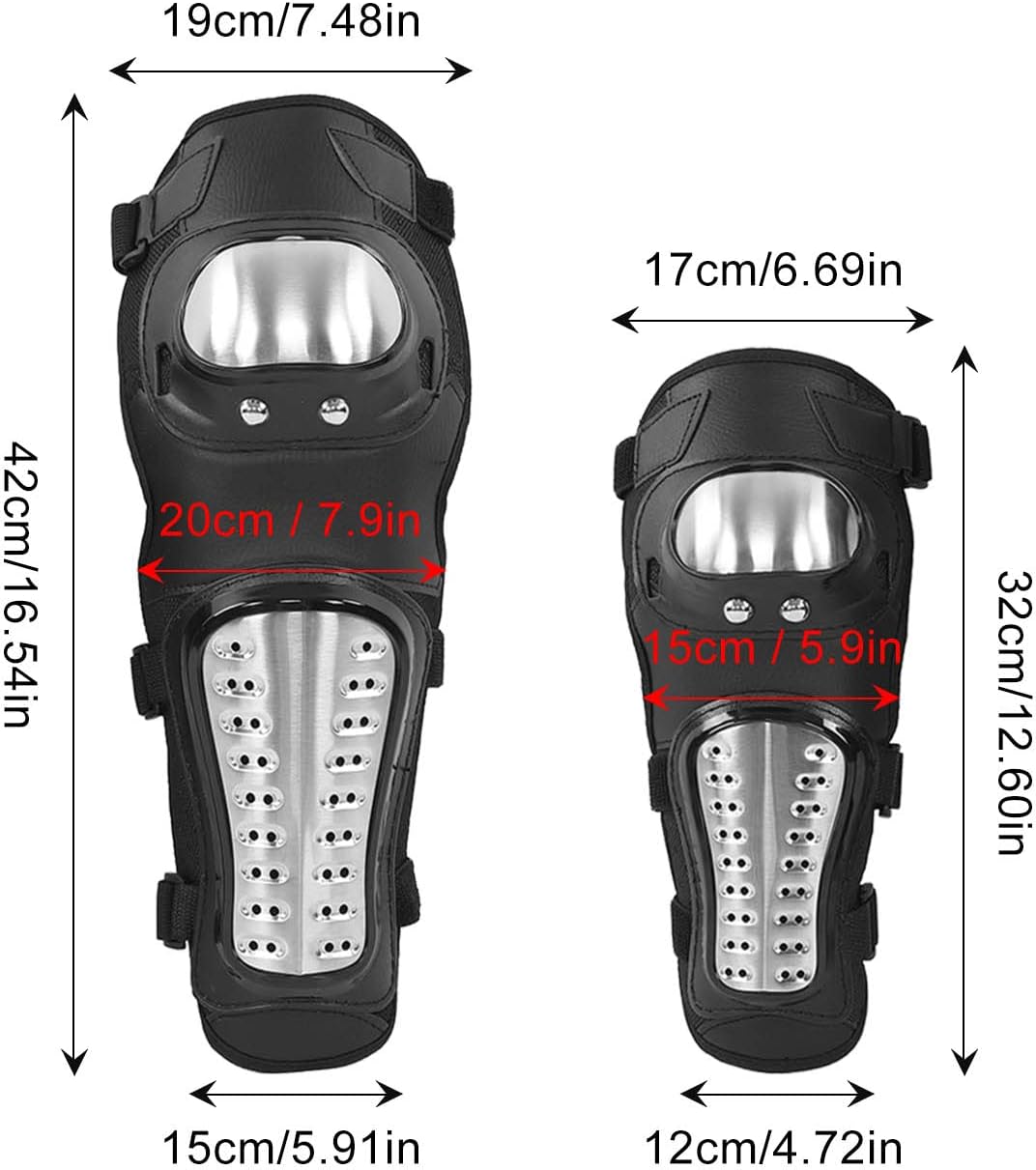 Motorcycle Armor, Knee and Elbow Pads Adult, Abrasion Resistant Anti Impact Breathable Motorcycle Protective Gear Kit Motorcycle Knee Pads for MTB Motocross, ATV, Mountain Bike, Silver Black