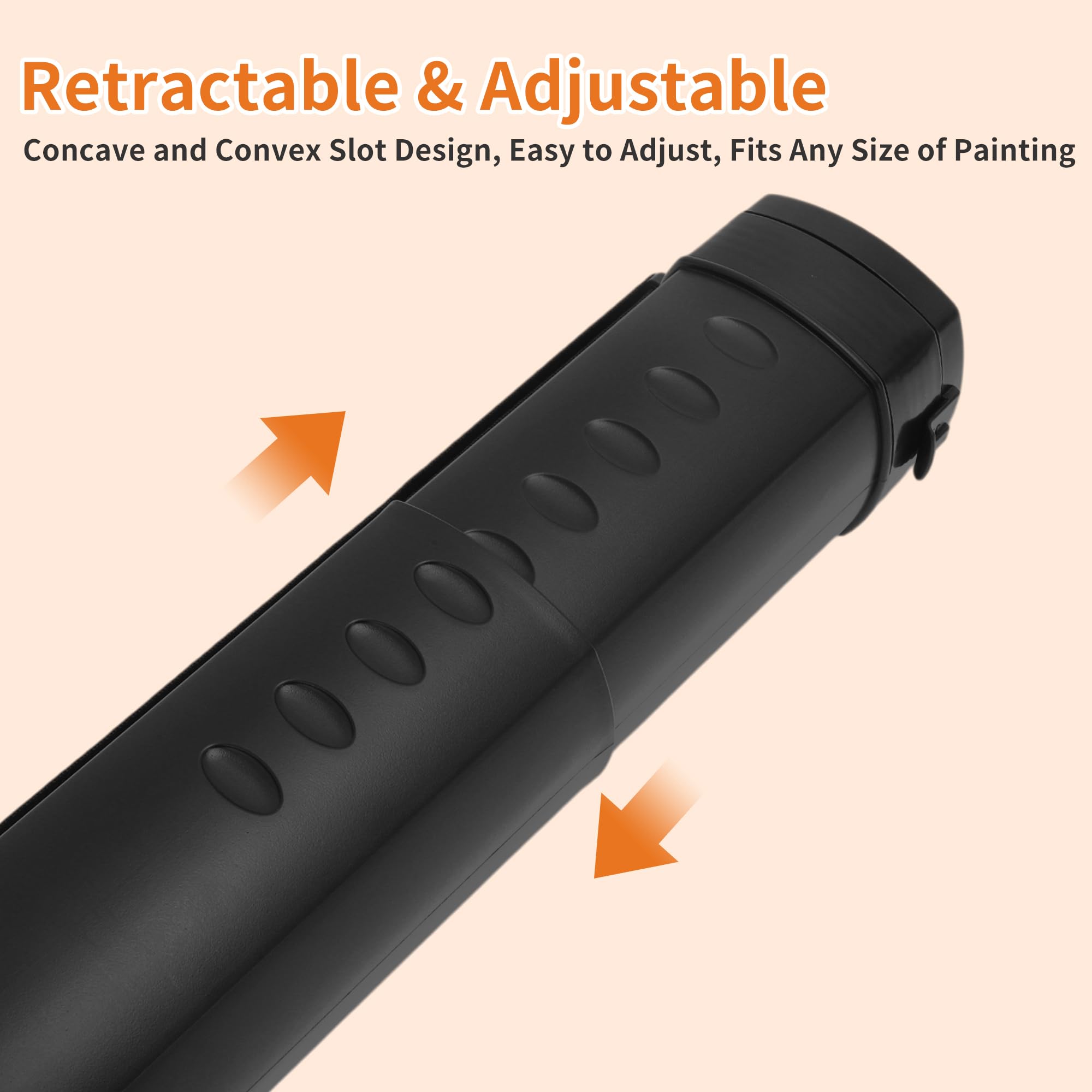 Tube À Affiche Extensible Rouleau à Poster Télescopique 62,5-104,5 cm Imperméable Noir avec Bandoulière
