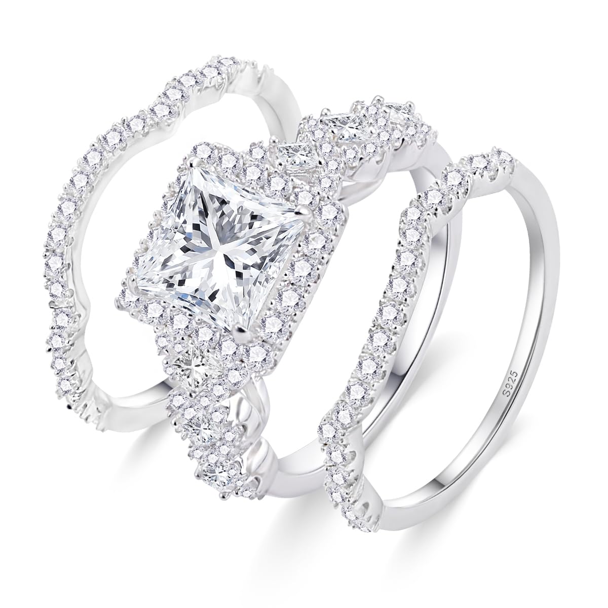 Moissanite 3 Piece Wedding Ring Set for Women