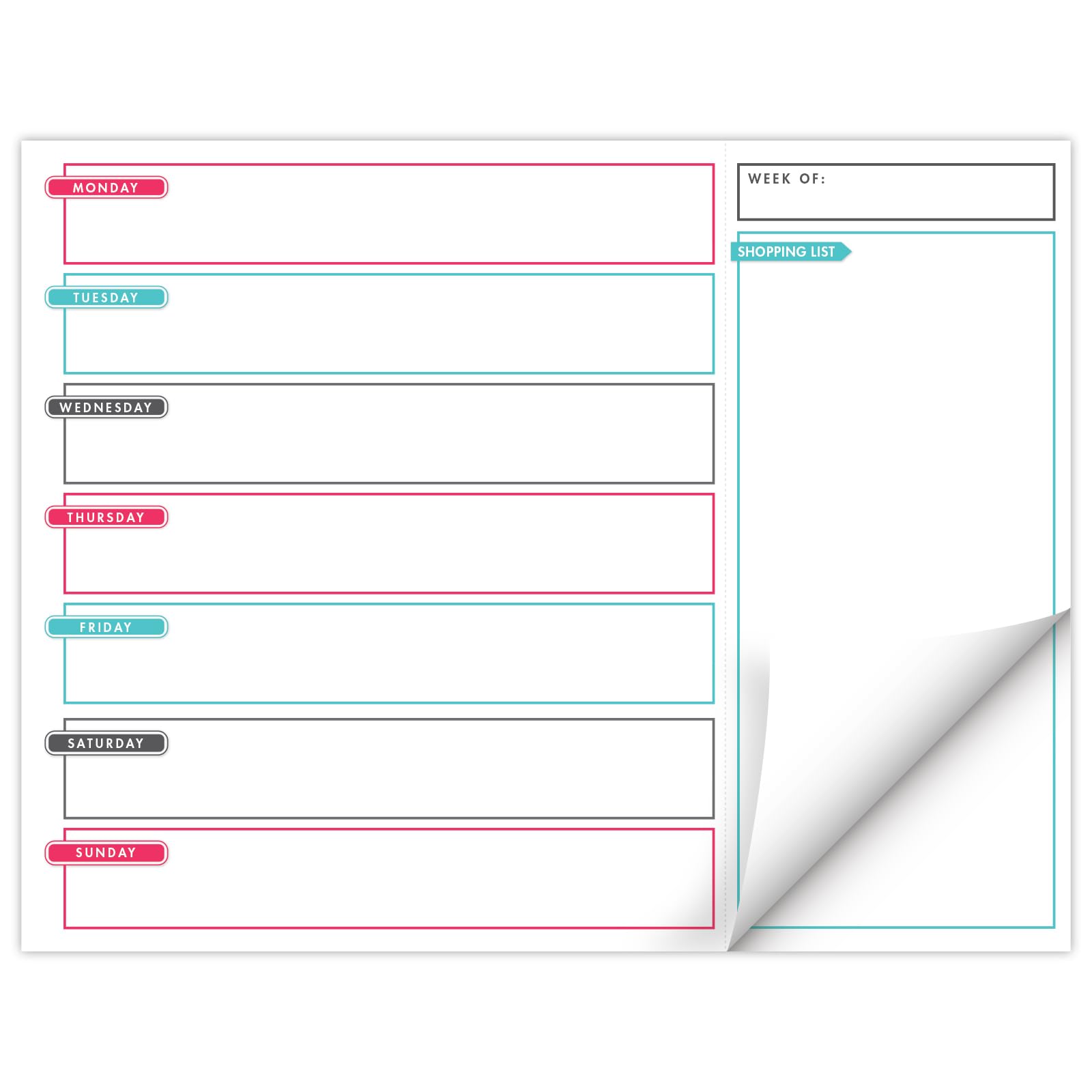 Global Printed Products 8.5" x 11" Horizontal Meal Planning Pad, 60-Sheets, Always Right