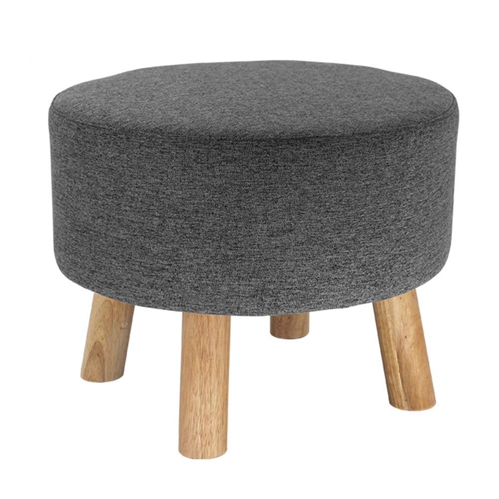 Tabouret de canapé en tissu et bois massif, assise premium grise de 44 cm