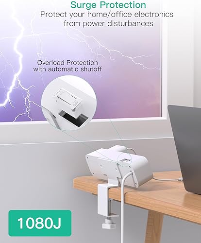Miniatura 7 de PD30W - Regleta de alimentación de abrazadera de escritorio, protector de sobretensiones de montaje en escritorio, estación de carga rápida, cable