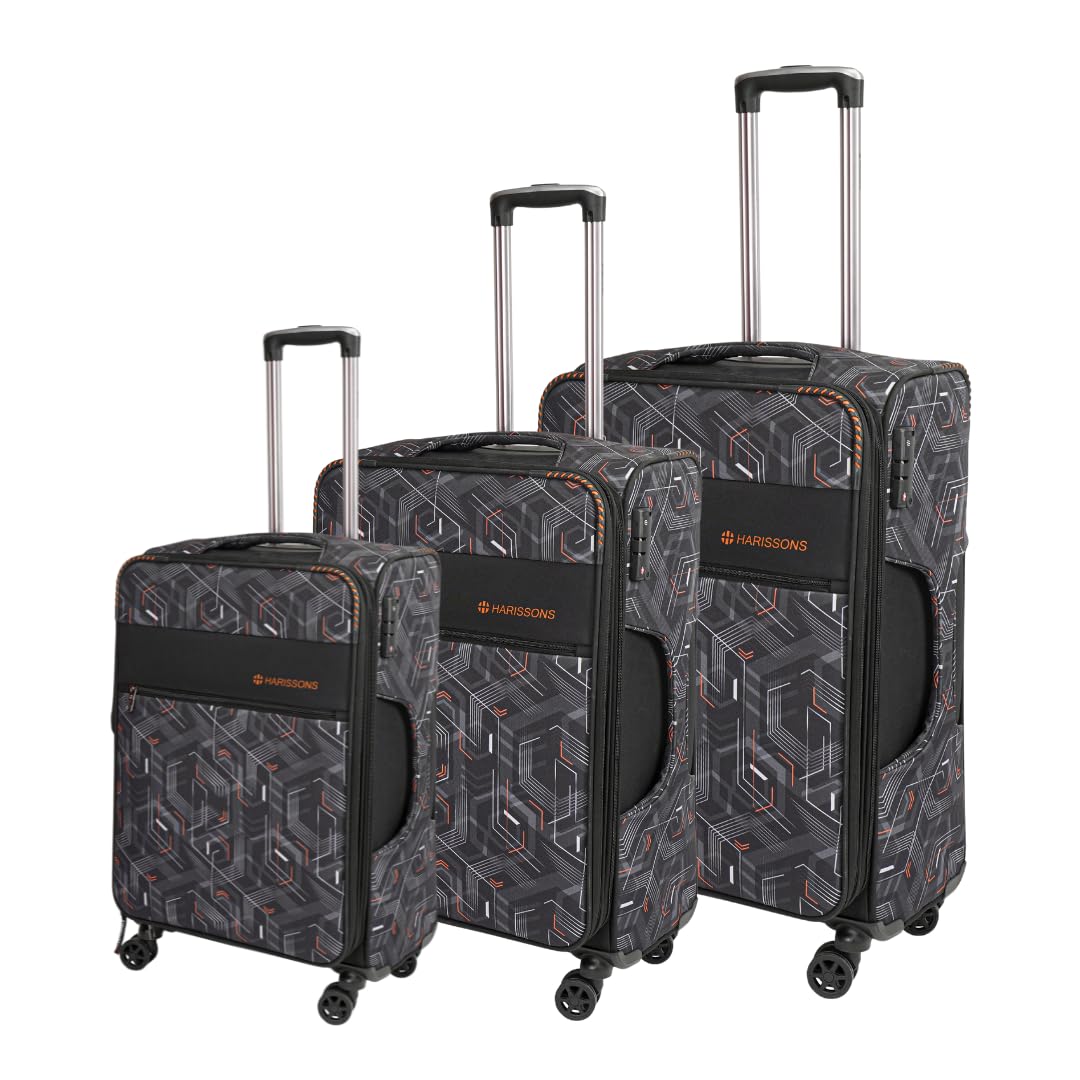 harissons Hexon Luggage Travel Trolley Bag Set of 3 (20" 24" 28" Inch Small Medium Large) Black-Orange | 8 Wheels Trolly Bag Check-in Suitcase with Built in TSA lock | Sleek, Quick Access Front Pocket-picture-10