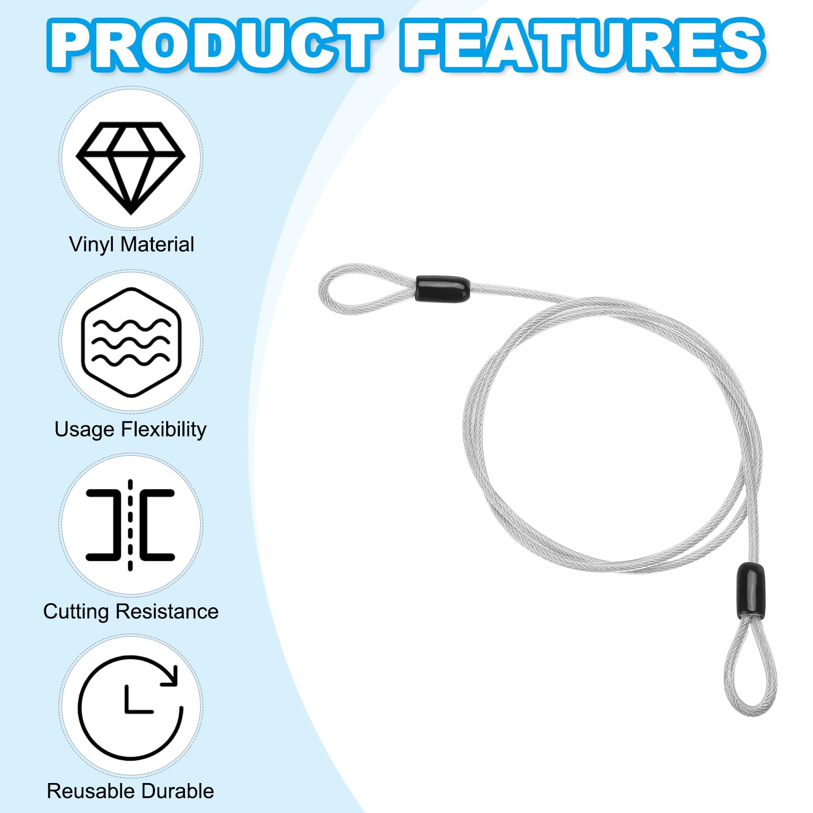 PATIKIL 5/32" Dia Vinyl Coated Stainless Steel Cable with Loops - Image 4