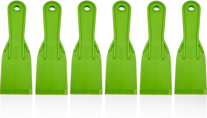 Espátula de plástico para masilla, raspador de pintura flexible de 2", herramienta para masilla, paquete de 6 | Para masilla, reparación de paneles de yeso, parchado, enlucido, calafateo, eliminación de papel tapiz, espátula para masilla que no raya y raspador de masilla
