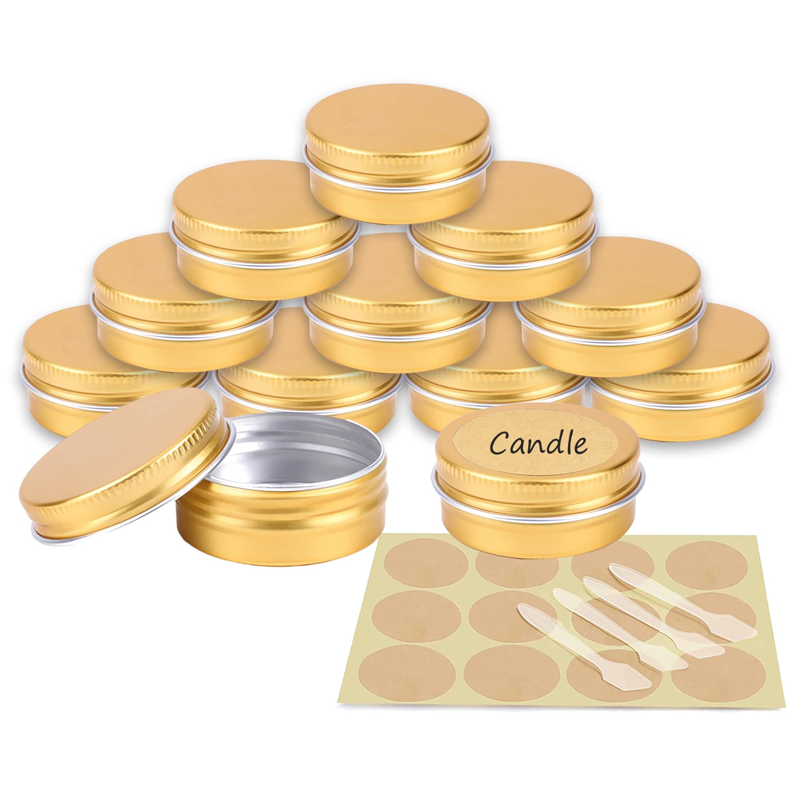 50 Pezzi Barattoli di alluminio 15ml Oro - D41mm x H17mm Scatola Rotonda in Alluminio con Tappo a Vite Contenitori in Metallo per Lozione Crema Maschera Mini Candela