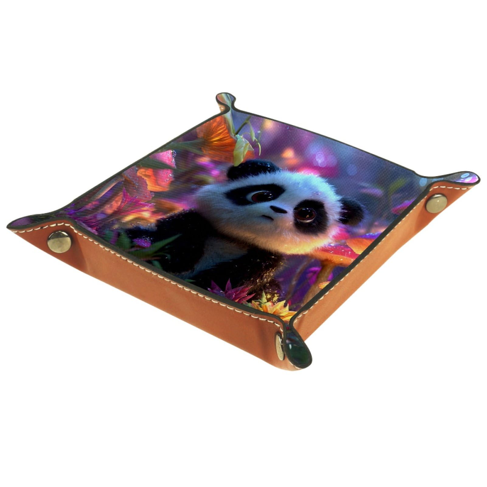 VAPOKF Panda Dice Tray, Folding Microfiber Leather Dice Holder for Dungeons and Dragons RPG Dice Gaming D&D and Other Table Games