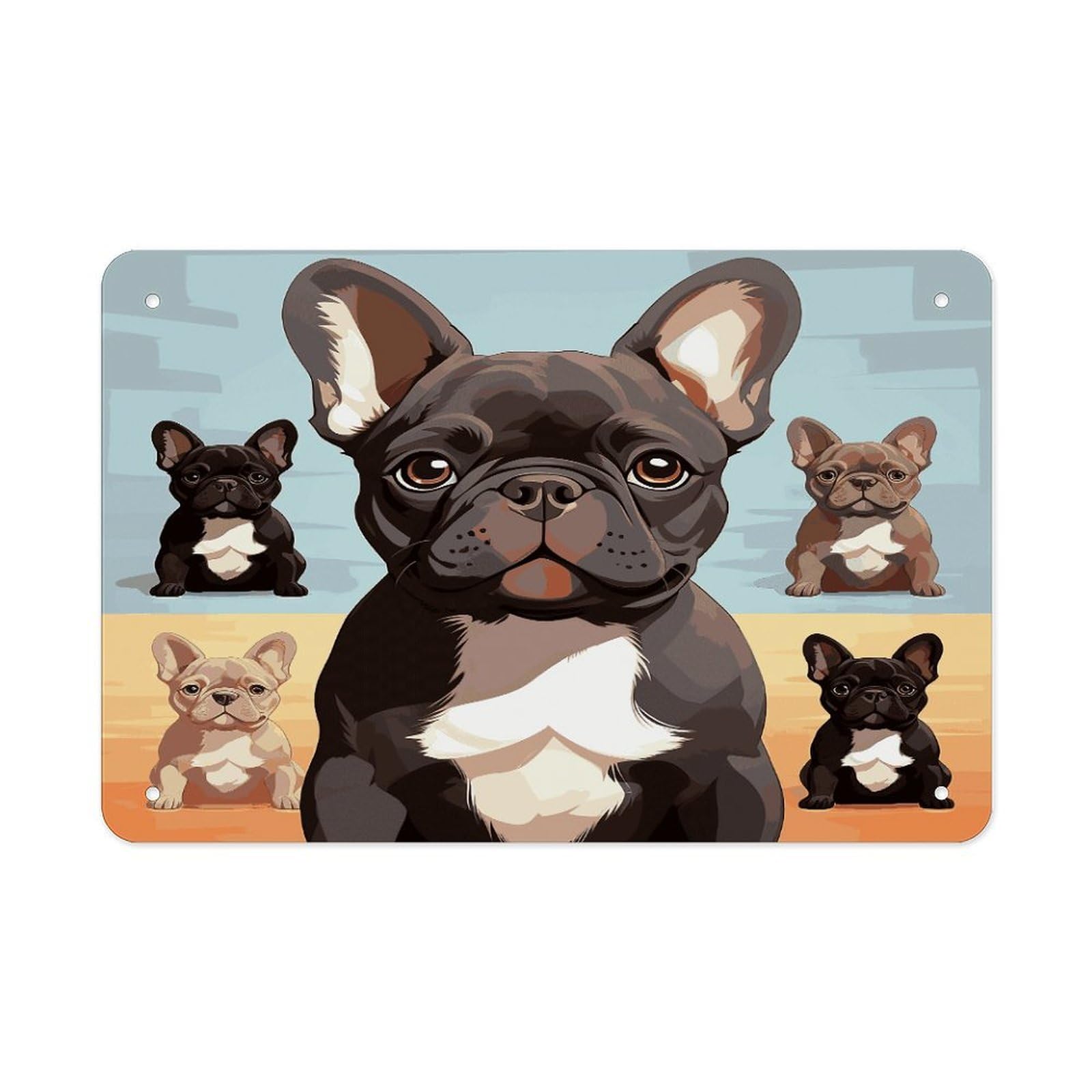 Fekiloot Style French Bulldog Dog Cute Metal Signs Wall Art Tin Sign