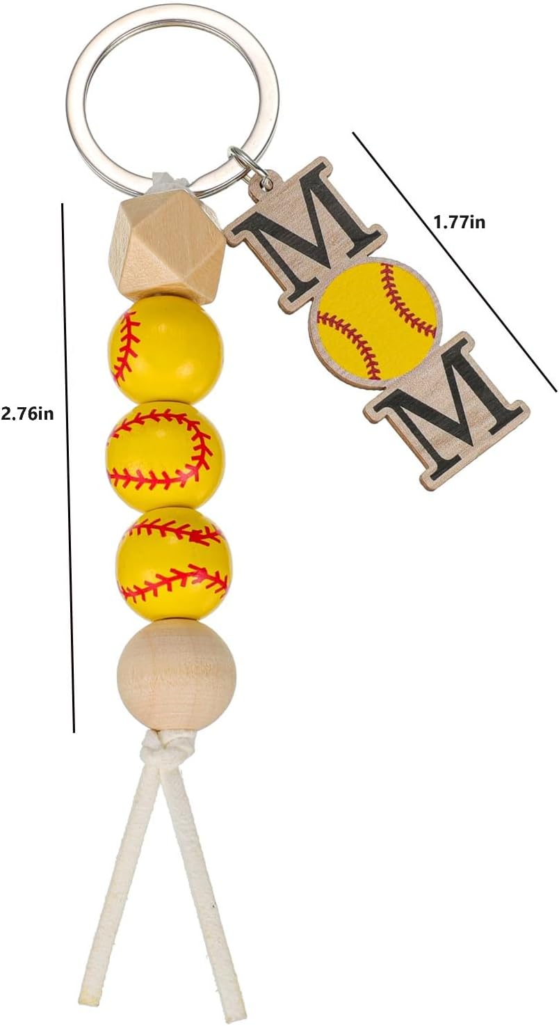 Hand Made Softball Baseball Football Basketball Volleyball and Mom Pendant Keychain Bag Charm Mother's Day Gift