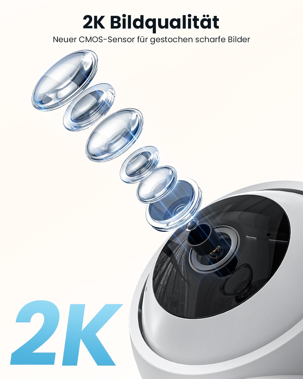 ieGeek 2K Überwachungskamera Innen,2.4G/5GHz WLAN Kamera,Babyphone mit Kamera,15M Nachtsicht,Bewegungserkennung,Auto Tracking,One Touch Patrol,2-Wege-Audio(Weiße2)