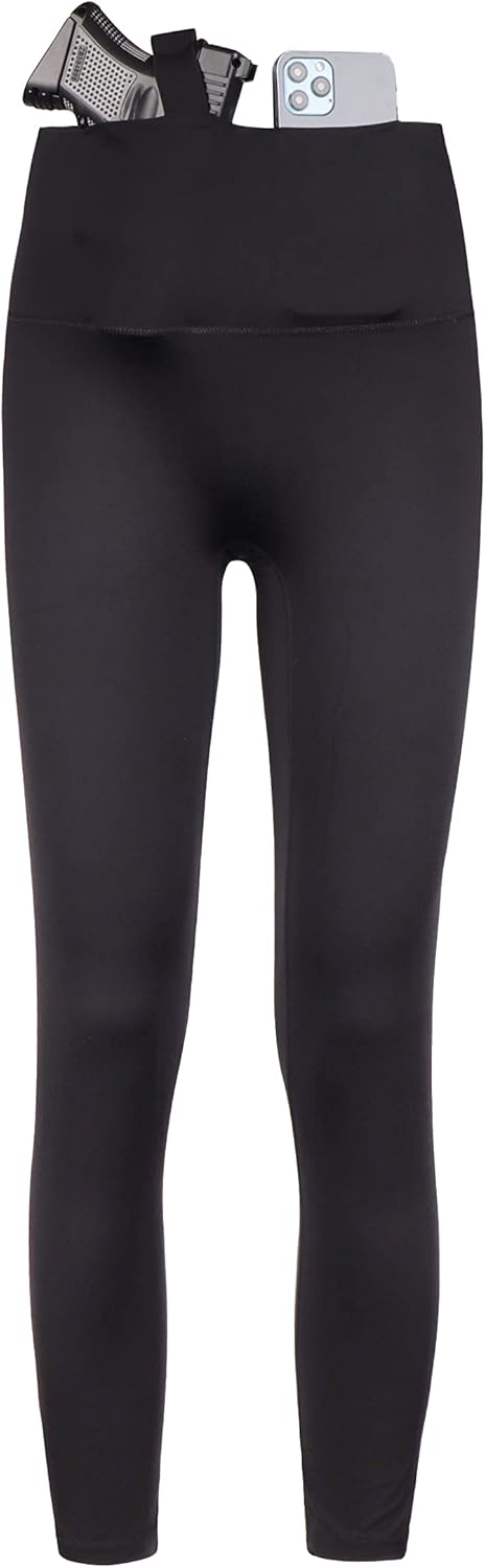 Lilcreek Women's Concealed Carry Leggings Gun Holster with Side Pockets,Concealment Compression Universal Yoga Pants - Image 3