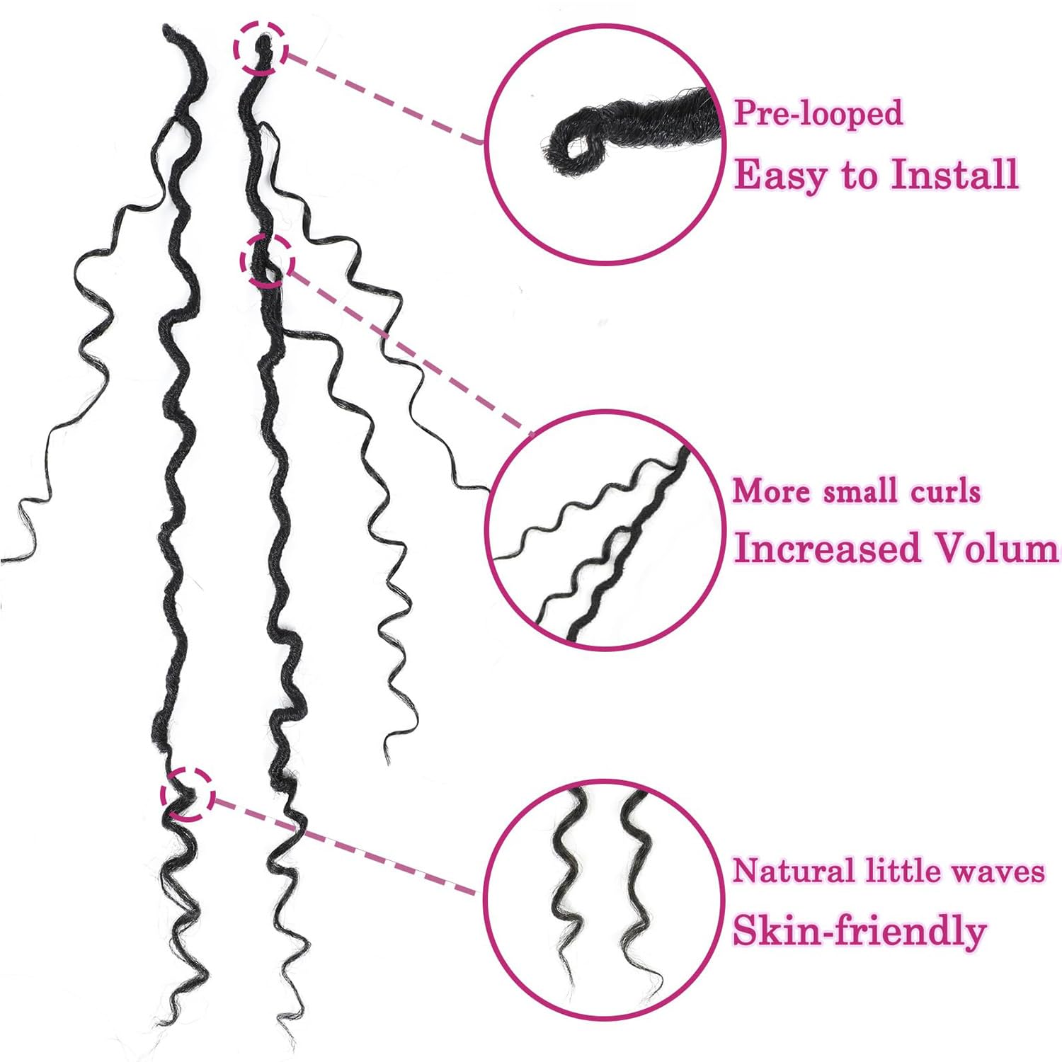 Faux Locs Crochet Hair Extensions Soft Locs Crochet Braids Hair Extensions for Braiding Hair Goddess Braids Extensions Hair Butterfly Locs (#1B - Image 3