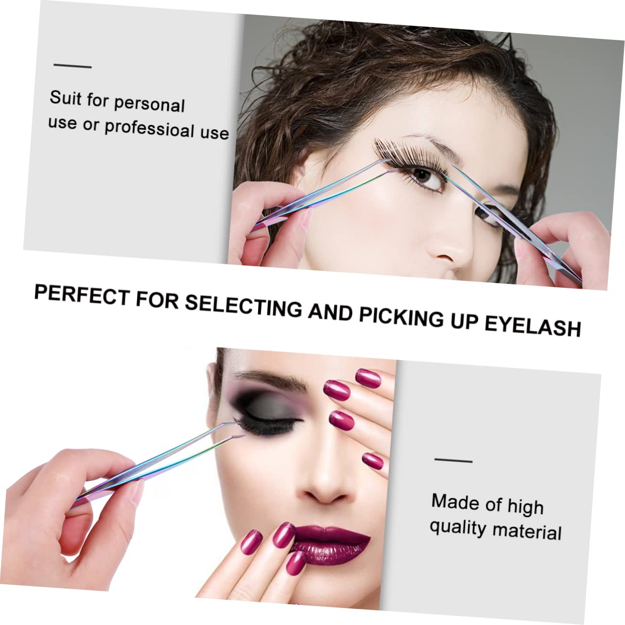 PartyKindom Stainless Steel Eyelash Tweezers Set Precision Tweezers for Extensions for Women