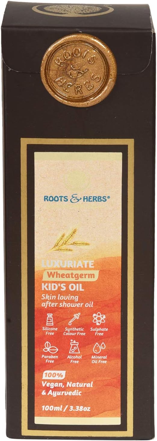 Roots & Herbs Ayurvedic Natural Treatment 100% Vegan No Paraben Wheatgerm Luxuriate Kid's After Shower Oil - 100 ml