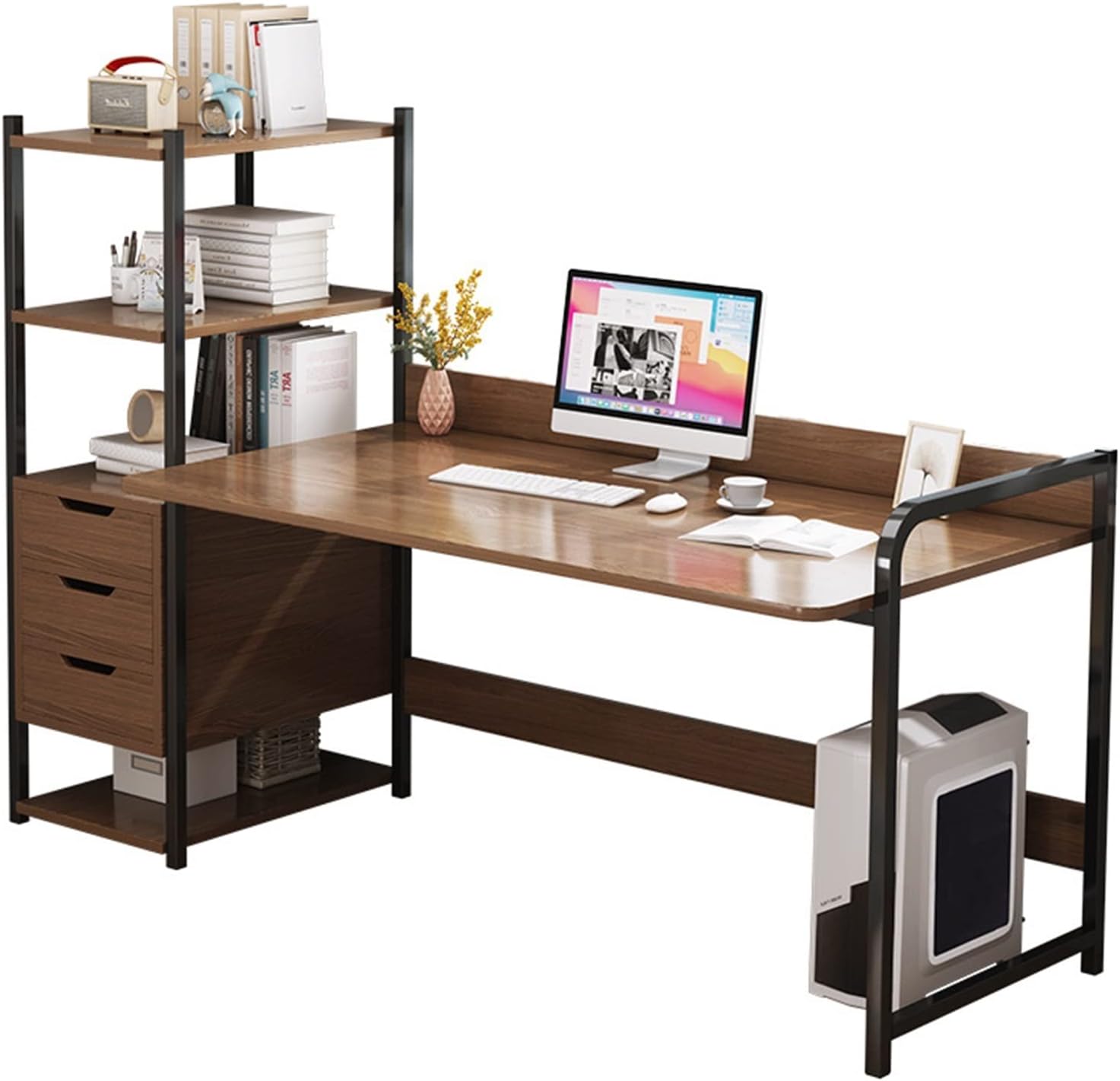 GOEPP Corner Desk Computer Desktop Desk, Bookcase, Bookcase