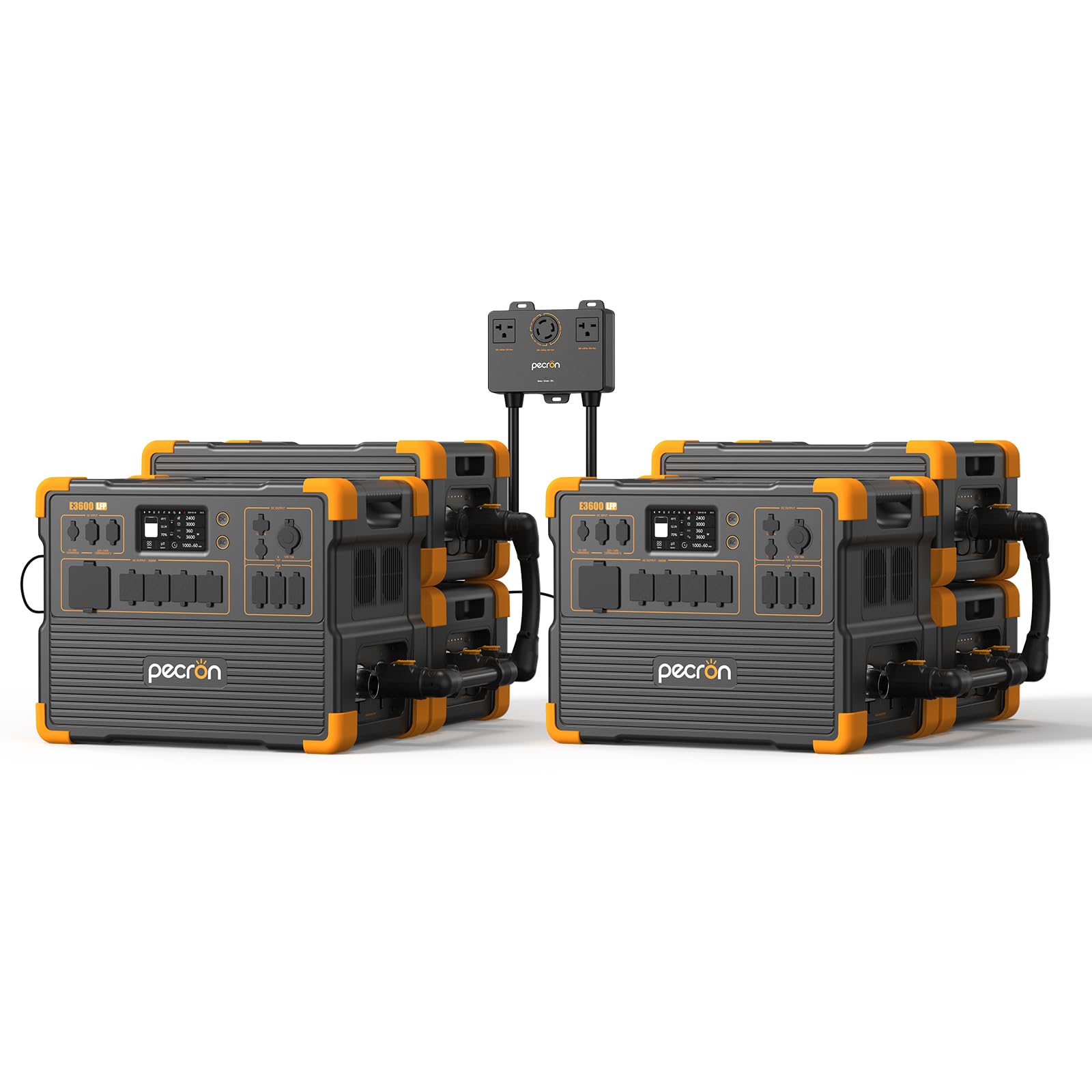 PECRON Two E3600LFP Portable Power Station with 240V Double Voltage Hub and Four Extra Batteries 3072Wh Power Station