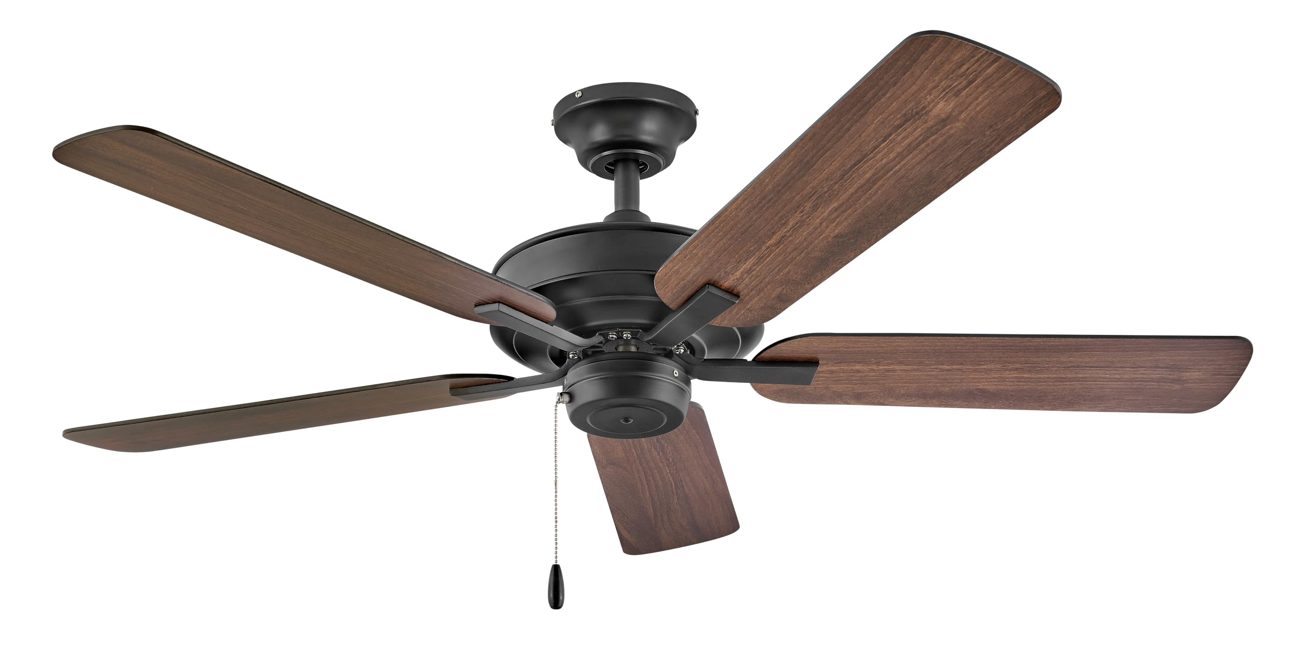 Hinkley Metro 52" Indoor Dual Mount Ceiling Fan with No Light - Traditional Style, Reversible Wooden Fan Blades - Matte Black - Remote Sold Separately